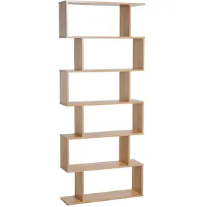 HOMCOM Bücherregal Wandregal Raumteiler Eckregal Standregal Aktenregal 6 Fächer Eiche L80 x B23 x H192 cm Aosom günstig