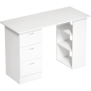 HOMCOM Schreibtisch Computertisch Bürotisch Arbeitstisch Regal mit 3 Schubladen Regale Weiß 120 x 49 x 72 cm Aosom günstig