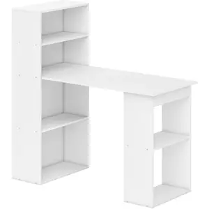 HOMCOM Schreibtisch Küchentisch mit Regal Computertisch Arbeitstisch Laptoptisch Büroregal Weiß 120 x 55 x 120 cm Aosom günstig