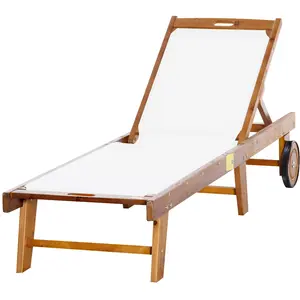 Outsunny Sonnenliege Relaxliege Gartenliege verstellbar aus Akazienhol... günstig
