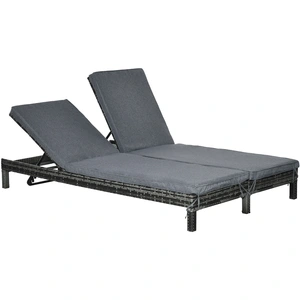 Outsunny Polyrattan Sonnenliege Gartenliege für 2 Personen Relaxliege ... günstig