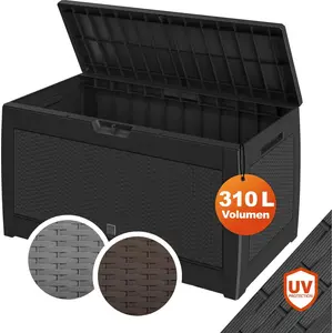 Casaria® Gartenbox 310 L mit Rollen, wetterfest, Rattanoptik, Anthrazi... günstig
