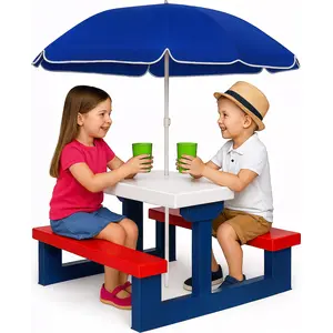 Deuba SPIELWERK Kindersitzgruppe mit Sonnenschirm Blauweiss günstig