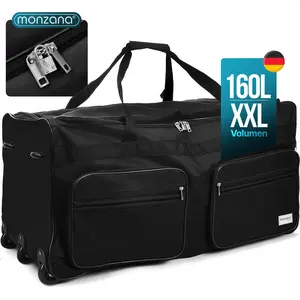 MONZANA® Reisetasche mit Rollen 160L 85x43x44cm schwarz