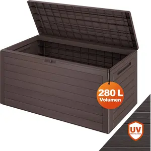 Deuba Casaria Gartenbox 280 L, wetterfest, Holzoptik, Braun, abschließbar günstig