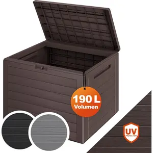 Casaria Gartenbox 190 L, wasserdicht, Holzoptik, Braun, abschließbar günstig