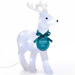 monzana Deuba Dekofigur, Acryl Figur mit LED Hirsch 32x25x9cm Groß Wei...