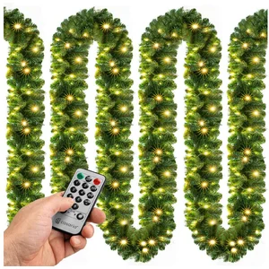 Kunstgirlande, Casaria, Höhe 28 cm, Weihnachtsgirlande mit Fernbedienu...