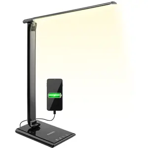 MONZANA® LED Schreibtischlampe USB Anschluss 3 Farb- 5 Helligkeitsstufen Touch Dimmbar Warmweiß Tischlampe Büro Nachttischlampe Warmes Licht Schwarz günstig