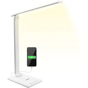 MONZANA® LED Schreibtischlampe USB Anschluss 3 Farb- 5 Helligkeitsstufen Touch Dimmbar Ladefunktion Tischlampe Büro Nachttischlampe Warmes Licht Weiß günstig