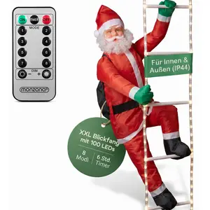 MONZANA Weihnachtsmann auf Leiter 240cm für Indoor & Outdoor