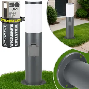 MONZANA® Außenleuchte Edelstahl 50cm E27 Fassung IP44 Wetterfest Garte...