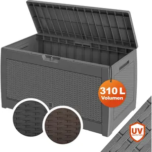 Casaria Gartenbox 310 L mit Rollen, wetterfest, Rattanoptik, Grau günstig