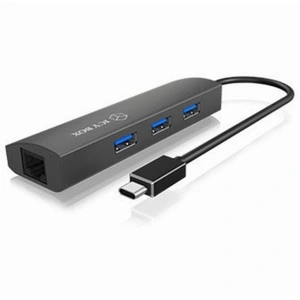 ICY BOX IB-HUB1406-C, USB Type-C® zu 3 Port USB 3.2 Gen 1 Hub + GigaLAN Ethernet, Alu-Gehäuse, USB 3.2 Gen 1 (3.1 Gen 1) Type-C, 10,100,1000 Mbit/s, Anthrazit, RJ-45, USB 3.2 Gen 1 (3.1 Gen 1) Type-A, Aluminium, China