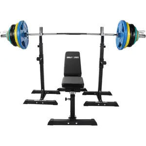 GORILLA SPORTS® Hantelbank - mit Gewichten, Ablage, Hantelset 150 kg, ... günstig
