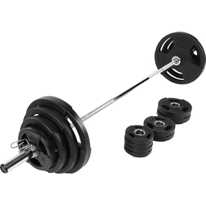 GORILLA SPORTS® Langhantel Set Olympia - 130kg Gewichten und Langhantelstange 218cm, 50mm, mit Federverschlüssen, gerändelt, Chrom, Kunststoff Hantelscheiben - Hantelset, Gewichtsscheiben, Hanteln günstig