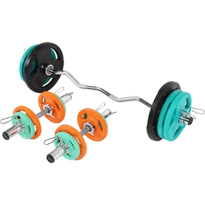 GORILLA SPORTS® Hantelset 75kg - Olympia SZ Curlstange 120cm, 14 Gummi Gripper Hantelscheiben, 2 Kurzhantelstange, 50mm, gerändelt, verchromt, 6 Federverschlüsse - SZ-Stange, Langhantel Set, Curlset günstig