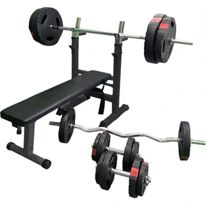 GORILLA SPORTS Hantelbank Hantelbank mit Langhantelset Gripper 100 kg