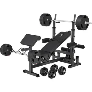 GORILLA SPORTS® Hantelbank - mit 100kg Hantelset, Ablage, Dip-Station,...