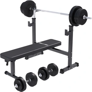GORILLA SPORTS® Hantelbank - mit Ablage, 70kg Set, 170cm Langhantel, 3...