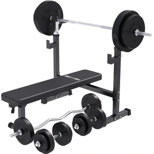 GORILLA SPORTS® Hantelbank - mit Ablage, 100 kg Set, 170 cm Langhantel...