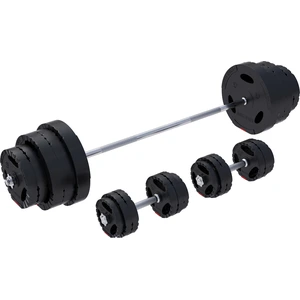 GORILLA SPORTS® Hantelset - 130kg, Langhantelstange 170cm, 2 Kurzhanteln, 30mm, 20 Hantelscheiben aus Kunststoff, mit Sternverschlüssen - Langhantel günstig