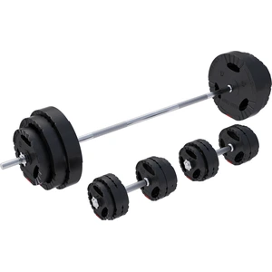 GORILLA SPORTS® Hantelset - 100kg, Langhantelstange 170cm, 2 Kurzhanteln, 30mm, 18 Hantelscheiben aus Kunststoff, mit Sternverschlüssen - Langhantel günstig