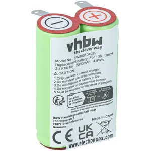vhbw Akku kompatibel mit Grundig 8835, 8825, 8875 Rasierer (2000 mAh, ...