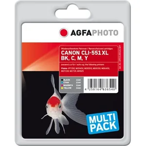 AgfaPhoto APCCLI551XLSET, Schwarz, Cyan, Magenta, Gelb, 4 Stück(e), 5530 Seiten, 970 Seiten, Multipack günstig