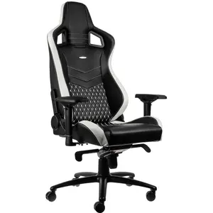 noblechairs Gaming-Stuhl EPIC Echtleder-Gaming-Stuhl, Schwarz-Weiss-Rot, Gaming Stuhl, Schwarz, Weiss