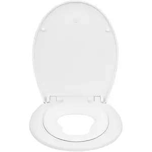 WOLTU Toilettensitz mit Kindersitz, Softclose Absenkautomatik, Fix-Clip Schnellbefestigung, Toilettendeckel Ovaler WC Sitz aus Kunststoff günstig