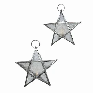 LOBERON Mirabeau Weihnachtsfigur Windlicht 2er Set Kian klar/silber (2...