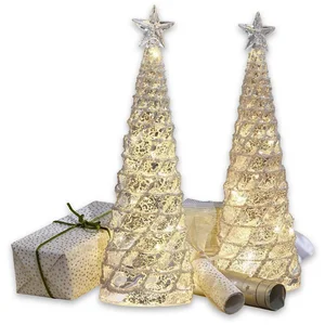 LOBERON Mirabeau Weihnachtsfigur Deko-Baum 2er Set Glitter silber/ kla...