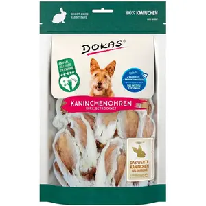 Dokas Getrocknete Kaninchenohren Hundefutter 100g