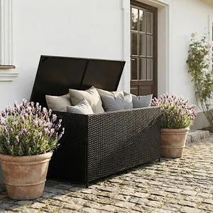 ESTEXO Polyrattan Auflagenbox Kissenbox Gartenbox 114 cm Aufbewahrungs... günstig