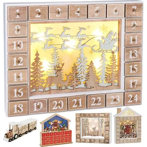 Brubaker Wiederverwendbarer Adventskalender aus Holz zum Befüllen - Fl... günstig