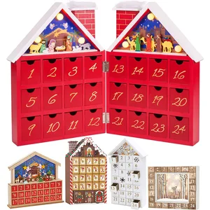 Brubaker Wiederverwendbarer Adventskalender aus Holz zum Befüllen - Ro...