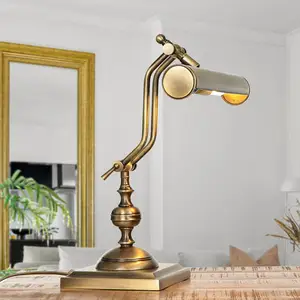 LICHT-ERLEBNISSE Massive Schreibtischlampe Messing in Bronze verstellbar E14 Klavierleuchte Tischleuchte günstig