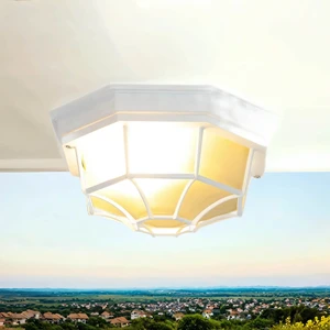 Rustikale Außenleuchte Decke Weiß E27 Deckenlampe