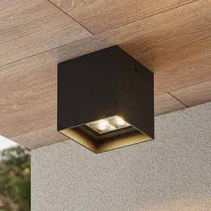 Lindby LED-Deckenleuchte Eveta, 10 cm, anthrazit, Alu, IP65