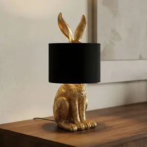 Lindby Tischlampe Lorentina, Höhe 57 cm, Hase, gold, Textil günstig