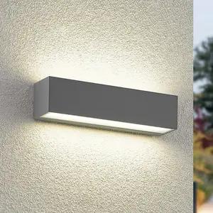 Arcchio LED-Außenwandlampe Lengo, 25 cm, 2-flg., grau, CCT