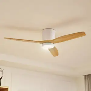 Lucande LED-Deckenventilator Faipari, Holz hell, DC, 132 cm günstig