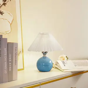 Lindby Tischleuchte Kerimi, Keramik, blau, 29 cm günstig
