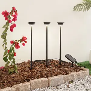 Lindby LED-Solarleuchte Lyris, 3er-Set, schwarz, Alu, 3.000K