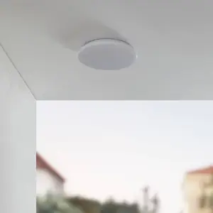 Lindby LED-Außendeckenleuchte Astera, weiß, 3.000 K, Ø 33 cm