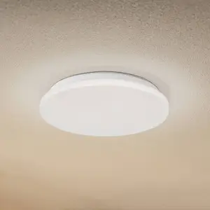 Lindby LED-Außendeckenleuchte Kirkola, 3000 K, Ø 34 cm, weiß