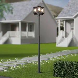 Lucande Außenlampe Siveta, 240cm, 3-flg., schwarz, E27, IP65
