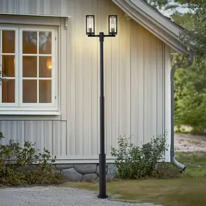 Lucande Außenlampe Siveta, 240cm, 2-flg., schwarz, E27, IP65