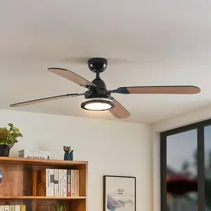 Lucande LED-Deckenventilator Tedric, schwarz, leise, 133 cm günstig